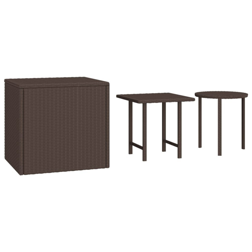 Vidaxl (Brown) Side Tables End Table Side Sofa Couch Coffee Table 3 Pcs Poly Rattan