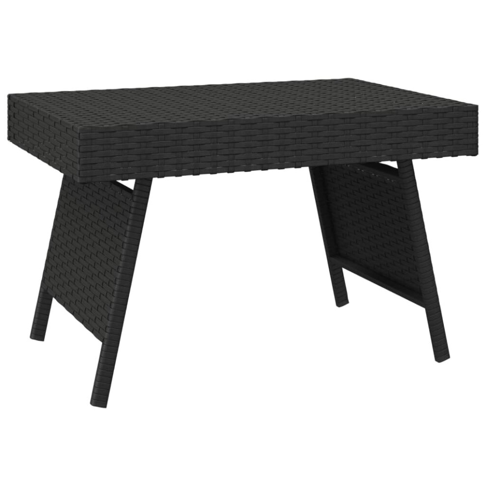 Vidaxl (Black) Foldable Side Table End Table Sofa Couch Side Coffee Table Poly Rattan