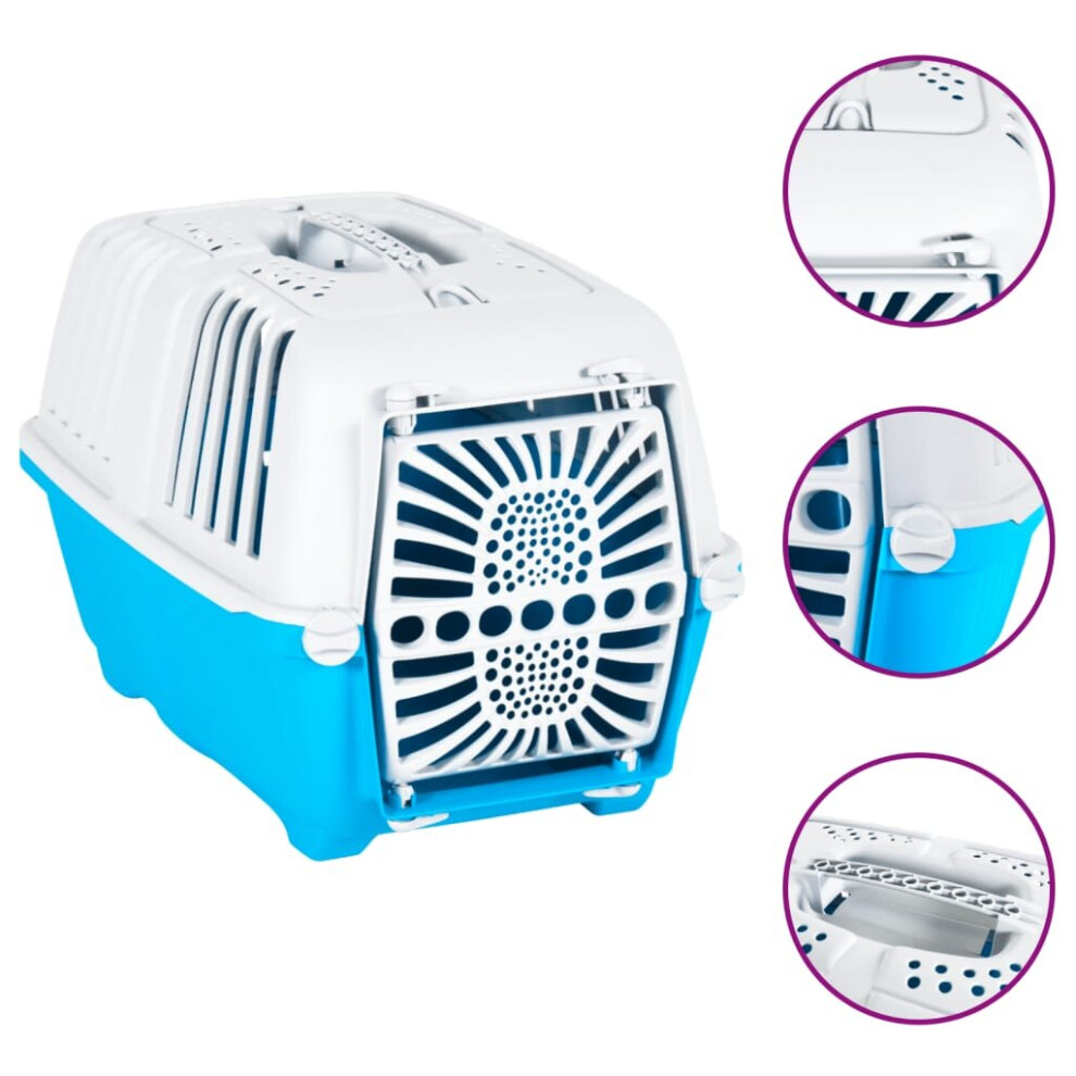 (55 x 36 x 36 cm) vidaXL Pet Carrier Cat Carrier Dog Carrier Crate White and Blue Polypropylene