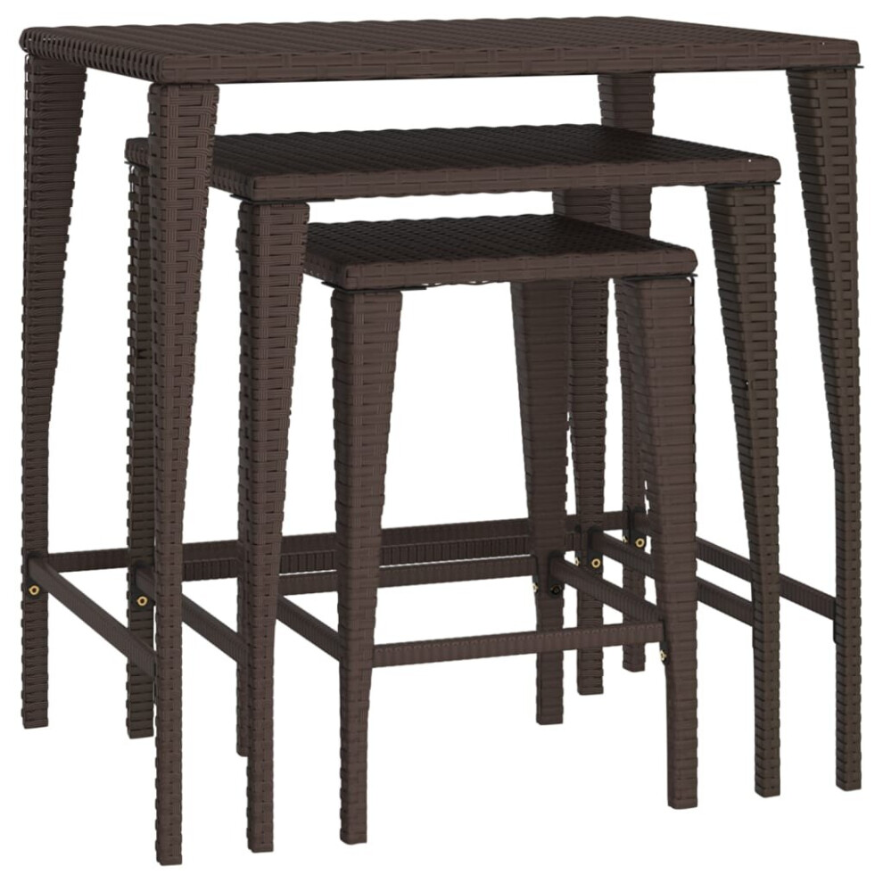 (brown) vidaXL Nesting Tables Nesting Coffee Table Side End Table 3 pcs Poly Rattan
