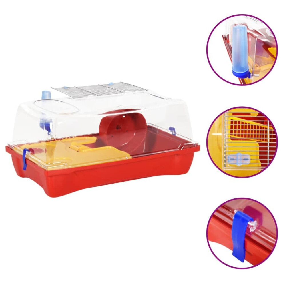 (red) vidaXL Hamster Cage Mouse Cage Small Animal Cage Habitat House Polypropylene