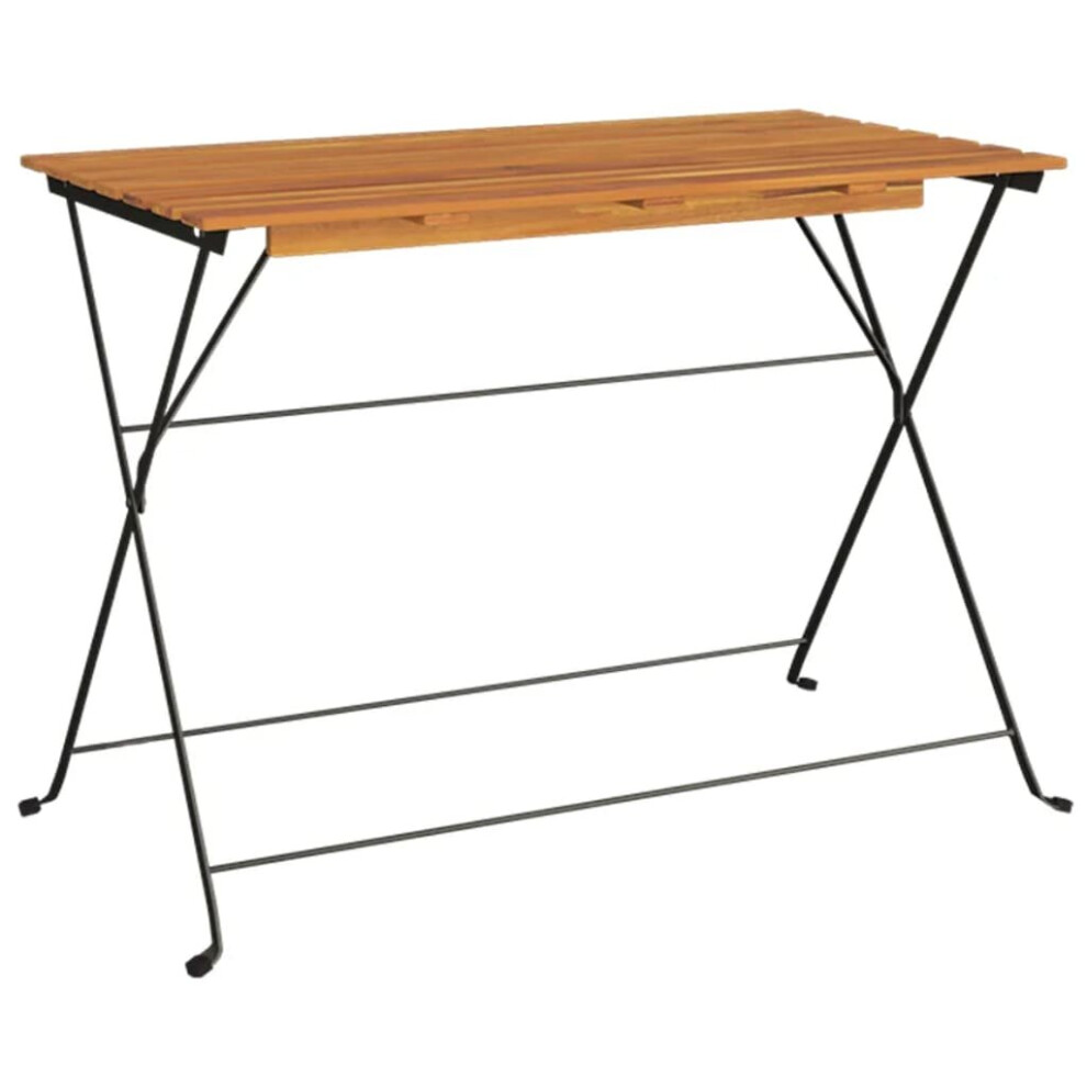 Vidaxl (Black) Folding Bistro Table Solid Wood Acacia And Steel Table /White Black