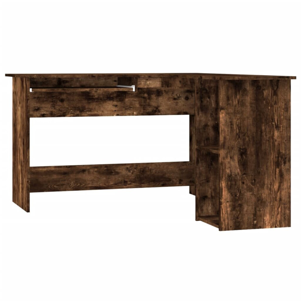 Vidaxl (Smoked Oak) Corner Desk Computer Desk Study L-Shaped Desk Table Engineered Wood