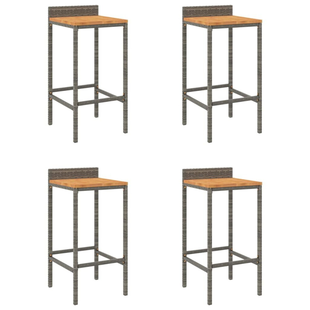 (grey, 40 x 44 x 86 cm/ 4 pcs) vidaXL Bar Stools Pub Stool Bar Chair Grey Poly Rattan and Solid Wood Acacia