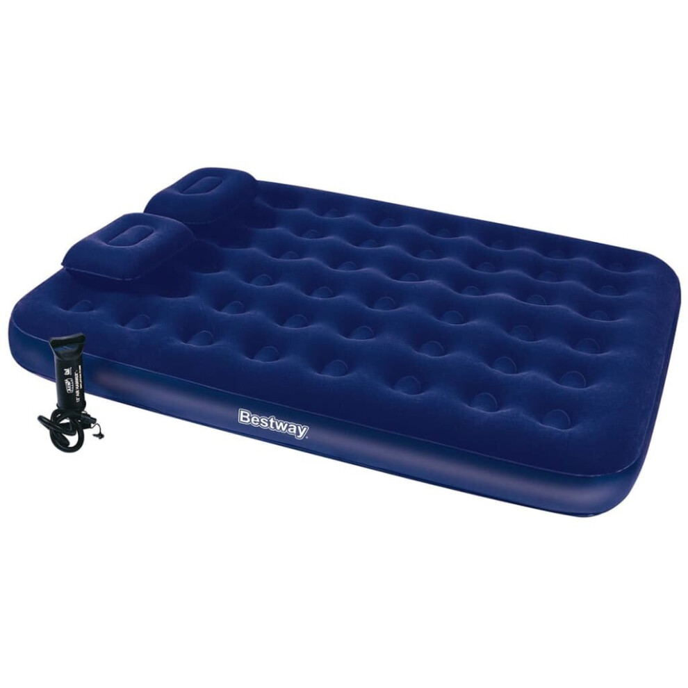 Bestway Inflatable Flocked Airbed Blow Up Bed With Pillow And Air Pump 67374