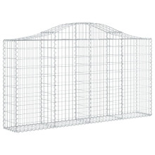 vidaXL Gabione mit Hochbogen 200x30x100/120 cm Verzinktes Eisen