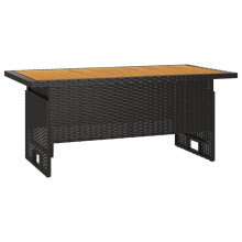 (black) vidaXL Garden Table Outdoor Dining Table Solid Wood Acacia and Poly Rattan