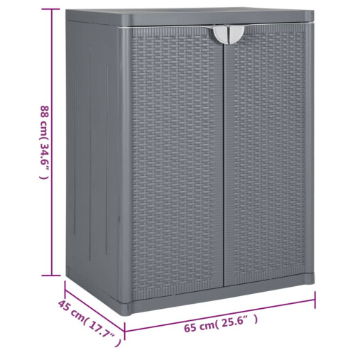 VidaXL vidaXL Gartenschrank Grau 65x45x88 cm PP Rattan-Optik 1