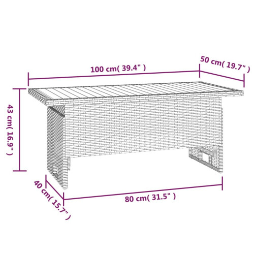 VidaXL (grey) vidaXL Garden Table Outdoor Dining Table Solid Wood Acacia and Poly Rattan 2