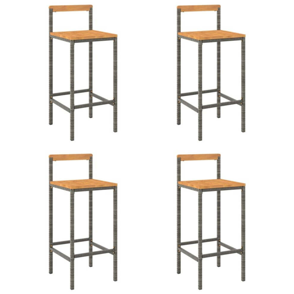 Vidaxl (, 40 X 44 X 100 Cm/ 4 Pcs) Bar Stools Pub Stool Bar Chair Poly Rattan And Solid Wood Acacia Grey