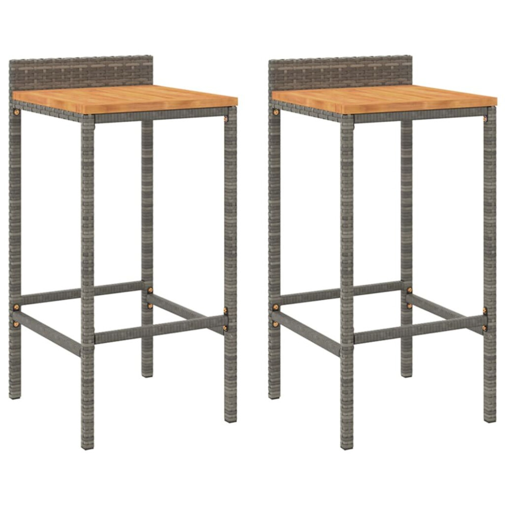 Vidaxl (, 40 X 44 X 86 Cm/ 2 Pcs) Bar Stools Pub Stool Bar Chair Poly Rattan And Solid Wood Acacia Grey