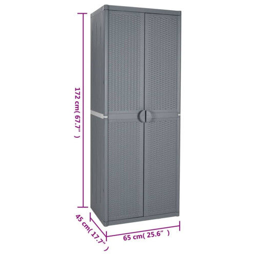 VidaXL vidaXL Gartenschrank Grau 65x45x172 cm PP Rattan 2