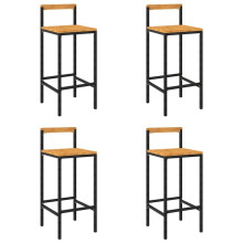 vidaXL Barhocker 4 Stk. Schwarz Poly Rattan und Massivholz Akazie