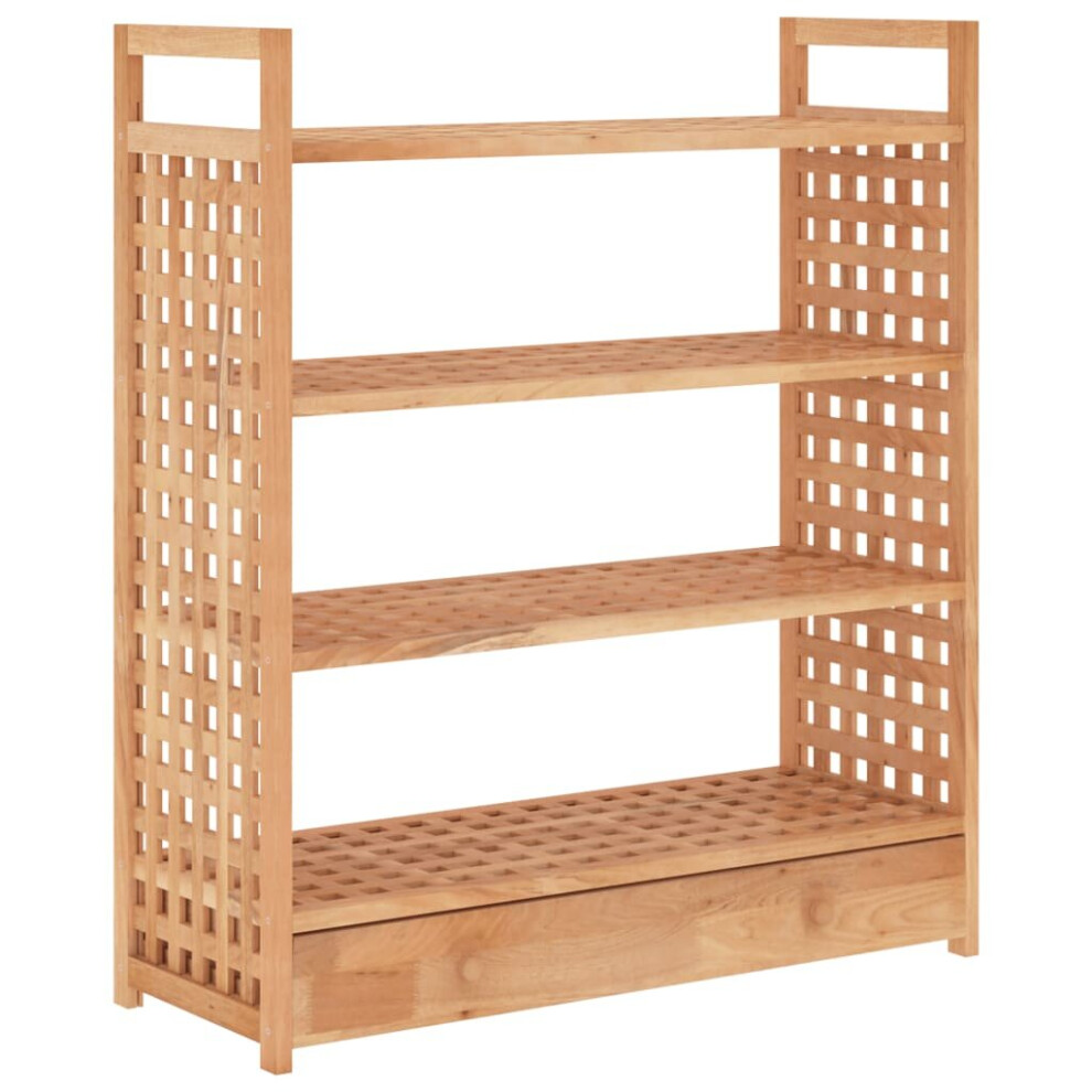 Vidaxl Solid Wood Walnut Shoe Rack With Drawer Hallway Shoe Storage Shelf