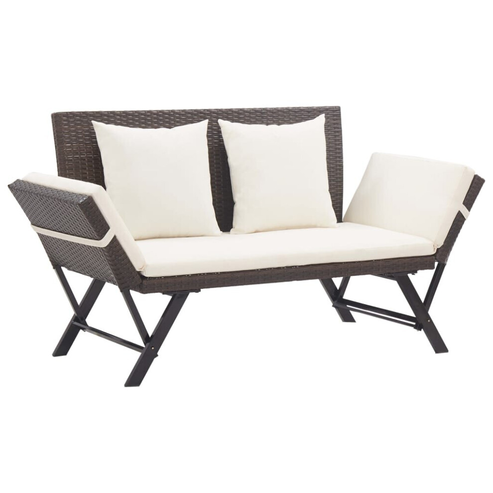 Vidaxl (Brown) Garden Bench With Cushions 176 Cm Poly Rattan Dining Seat Multi Colours