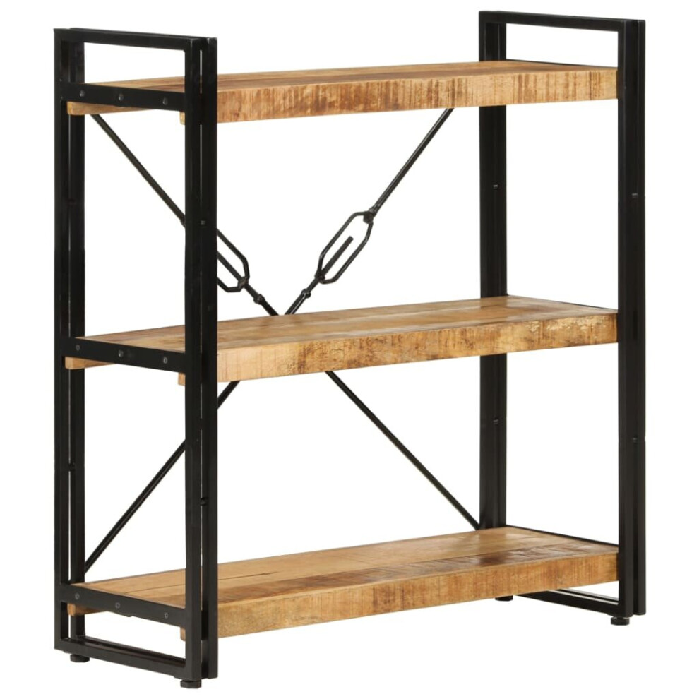 (Brown) vidaXL Bookcase Bookshelf Wooden Storage Rack Shelf Solid Wood Mango And Iron