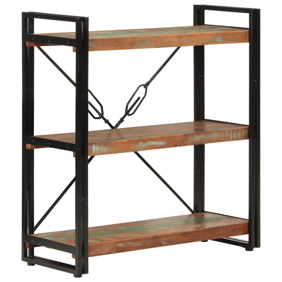 Vidaxl (Multicolour) Bookcase Bookshelf Wooden Storage Rack Shelf Solid Wood Mango And Iron