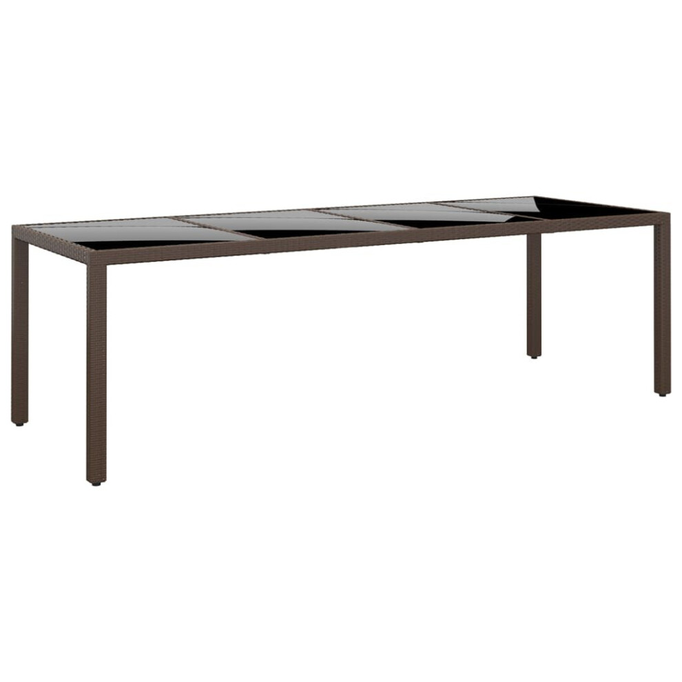 Vidaxl (Brown) Garden Table Patio Table Outdoor Table Tempered Glass And Poly Rattan