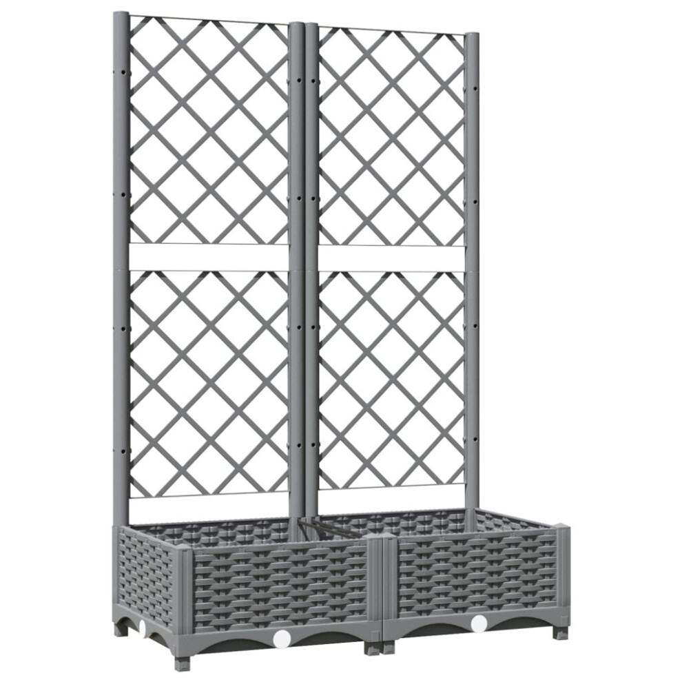 Vidaxl (Light Grey, 80 X 40 X 121.5 Cm) Garden Planter With Trellis Pp Outdoor Raised Bed Flower Pot Planter