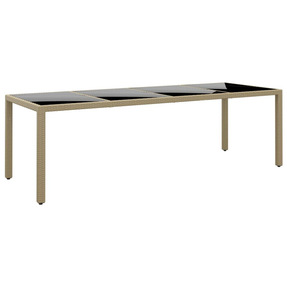 Vidaxl (Beige) Garden Table Patio Table Outdoor Table Tempered Glass And Poly Rattan