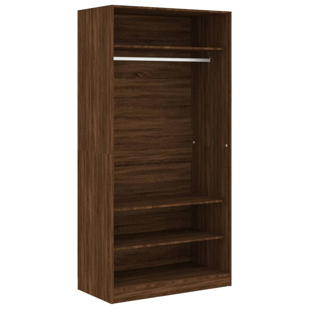 Vidaxl (Brown Oak) Wardrobe Clothing Storage Hanger Clothes Cabinet Closet Engineered Wood