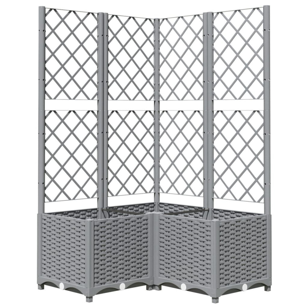 Vidaxl ( 80 X 80 X 136 Cm) Garden Planter With Trellis Pp Outdoor Raised Bed Flower Pot Planter Light/Grey