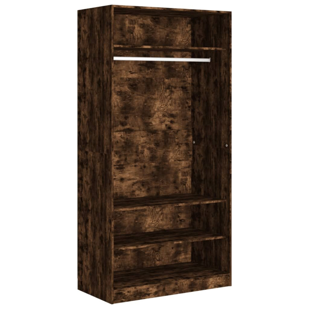 Vidaxl (Smoked Oak) Wardrobe Clothing Storage Hanger Clothes Cabinet Closet Engineered Wood