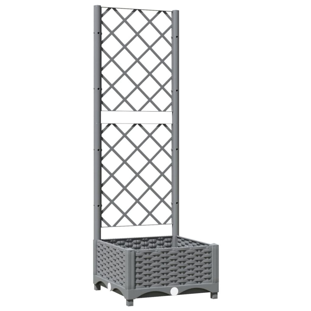 Vidaxl ( 40 X 40 X 121.5 Cm) Garden Planter With Trellis Pp Outdoor Raised Bed Flower Pot Planter Light/Grey
