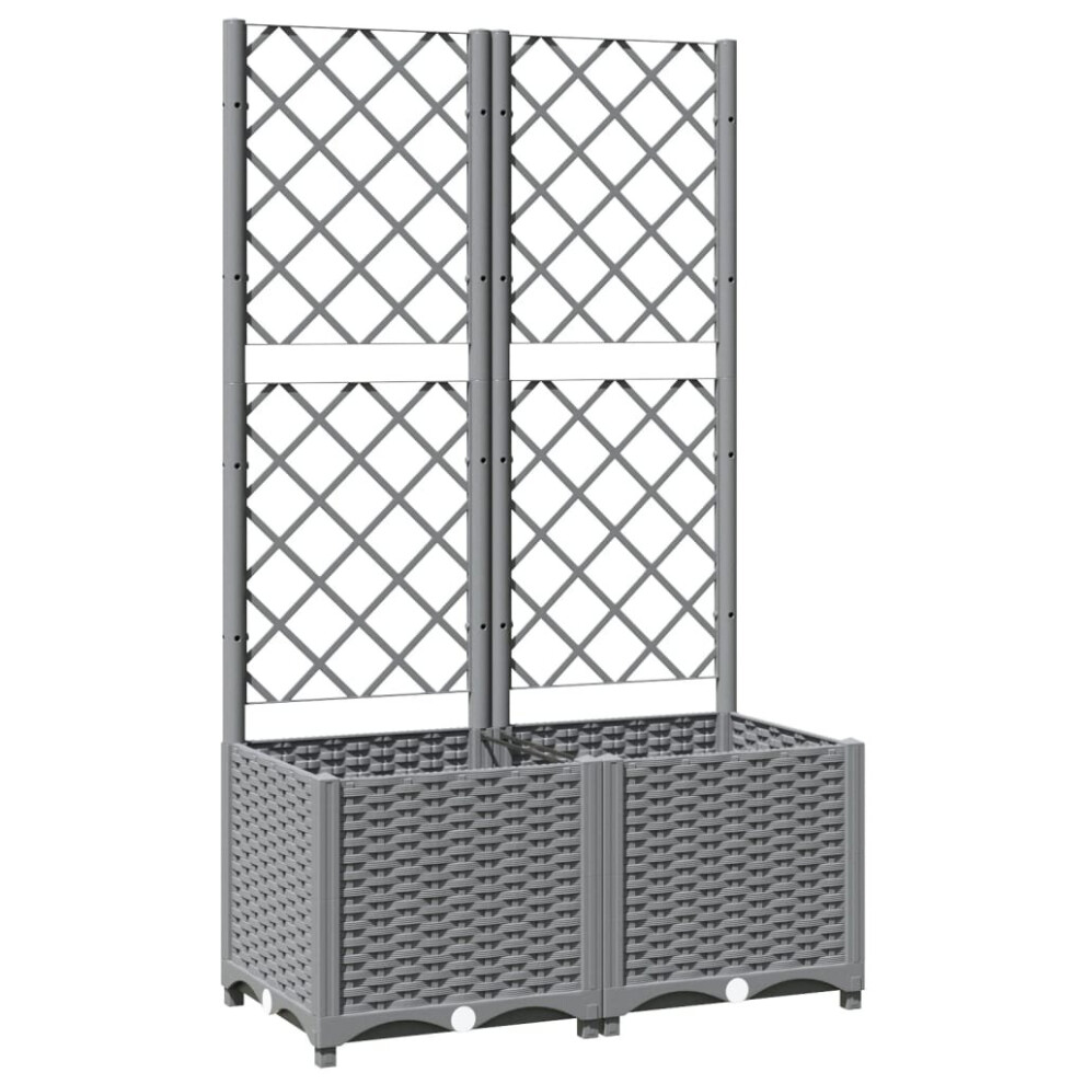 Vidaxl (Light Grey, 80 X 40 X 136 Cm) Garden Planter With Trellis Pp Outdoor Raised Bed Flower Pot Planter