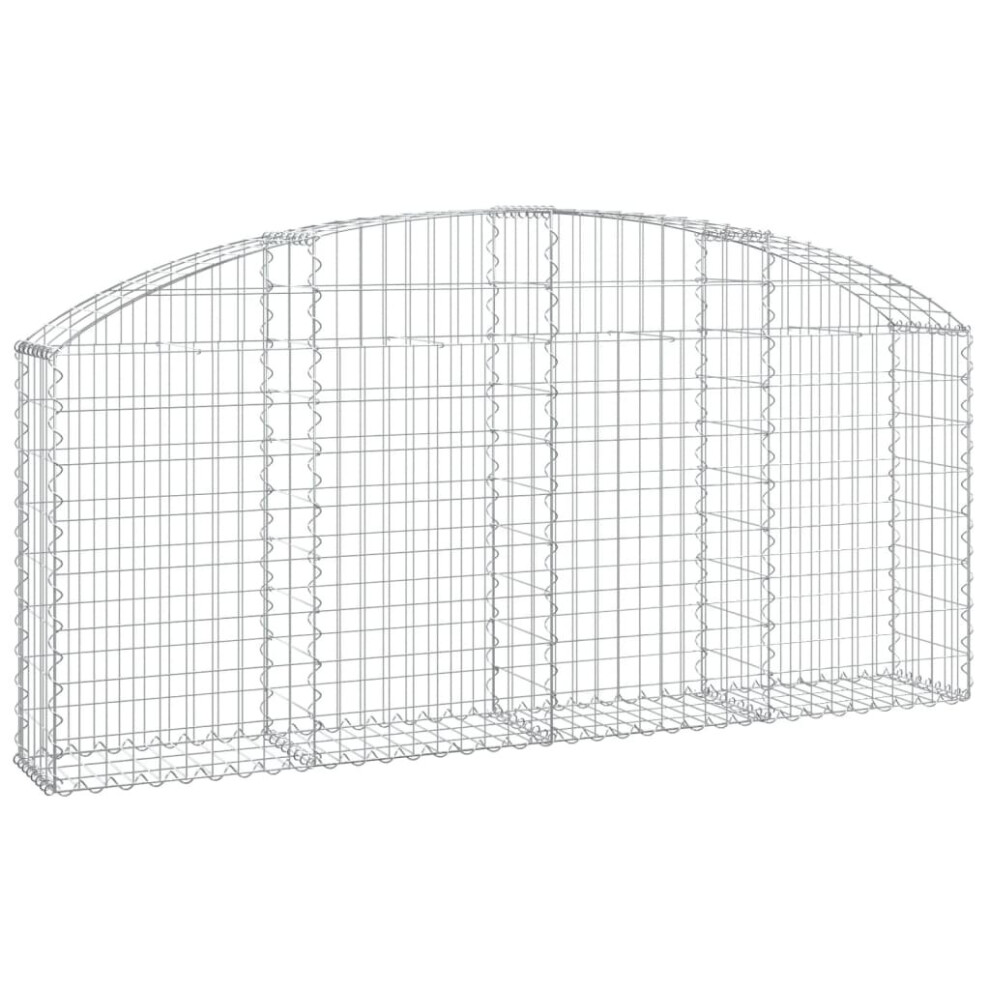 Vidaxl (200 X 30 X 80/100 Cm) Arched Gabion Basket Galvanised Iron Mesh Wire Stone Basket Multi Sizes