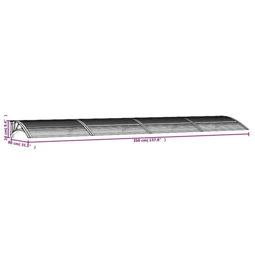 VidaXL vidaXL Türvordach Grau und Transparent 350x75 cm Polycarbonat 1