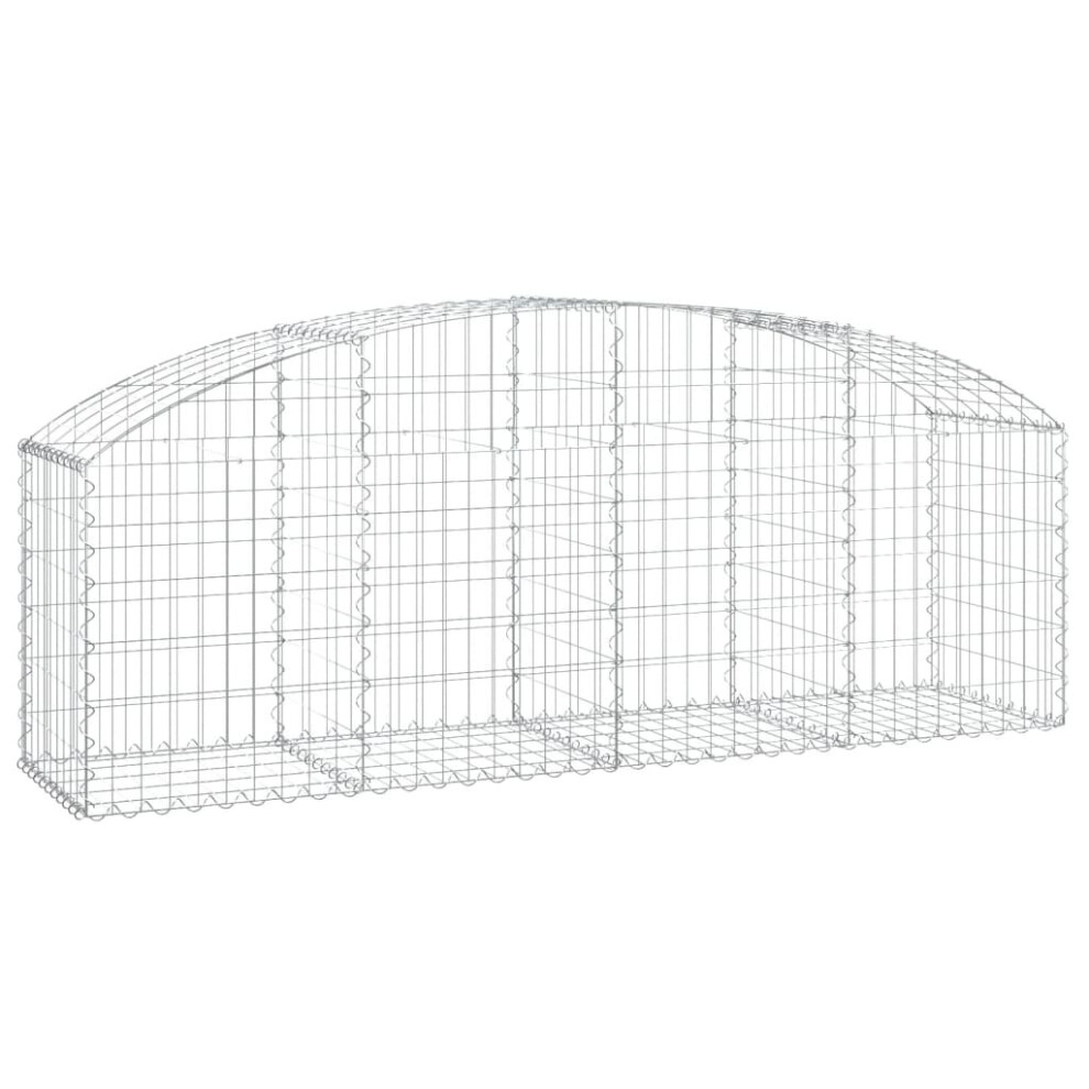 Vidaxl (200 X 50 X 60/80 Cm) Arched Gabion Basket Galvanised Iron Mesh Wire Stone Basket Multi Sizes