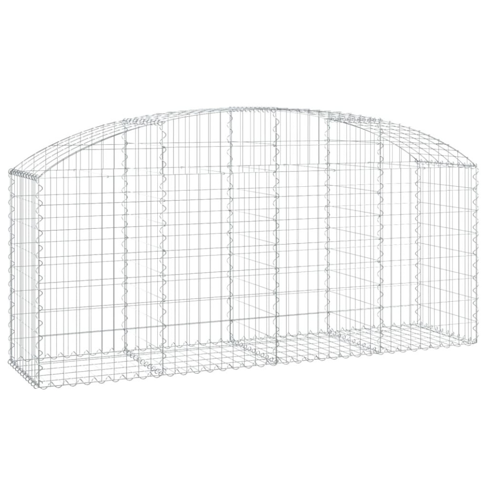 Vidaxl (200 X 50 X 80/100 Cm) Arched Gabion Basket Galvanised Iron Mesh Wire Stone Basket Multi Sizes
