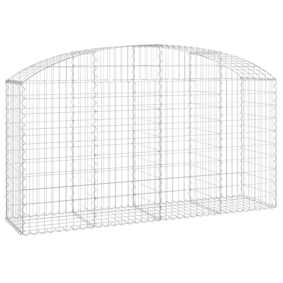 Vidaxl (200 X 50 X 100/120 Cm) Arched Gabion Basket Galvanised Iron Mesh Wire Stone Basket Multi Sizes