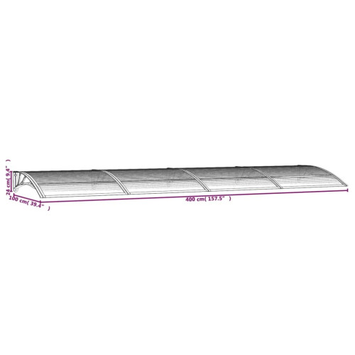 VidaXL vidaXL Türvordach Schwarz 400 x 100 cm Polycarbonat 1
