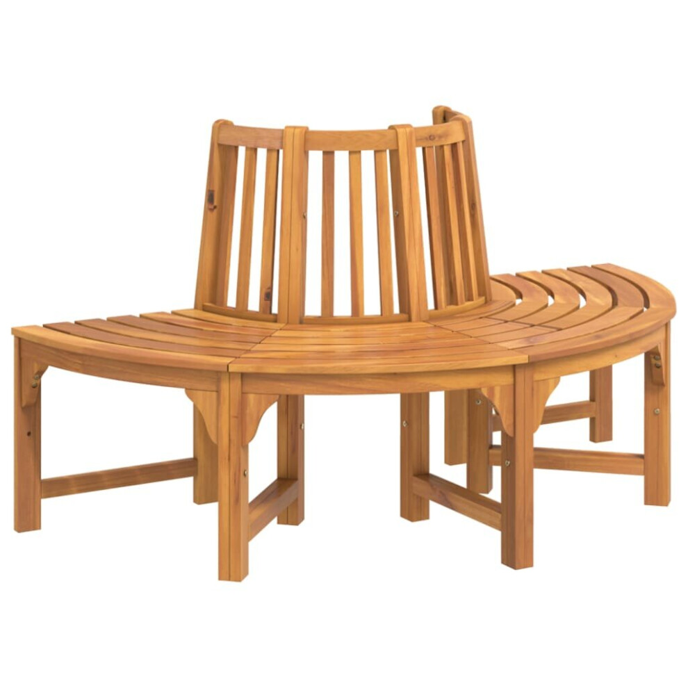 vidaXL Half Round Tree Bench Ø160 cm Solid Wood Eucalyptus Garden Bench Seat