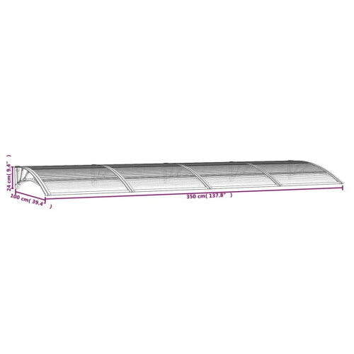 VidaXL vidaXL Türvordach Grau 350 x 100 cm Polycarbonat 1