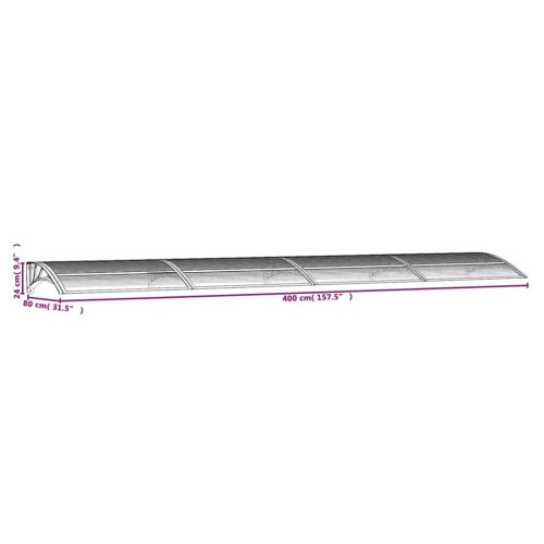 VidaXL vidaXL Türvordach Grau und Transparent 400x75 cm Polycarbonat 2