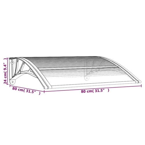 VidaXL vidaXL Türvordach Schwarz 80x75 cm Polycarbonat 1