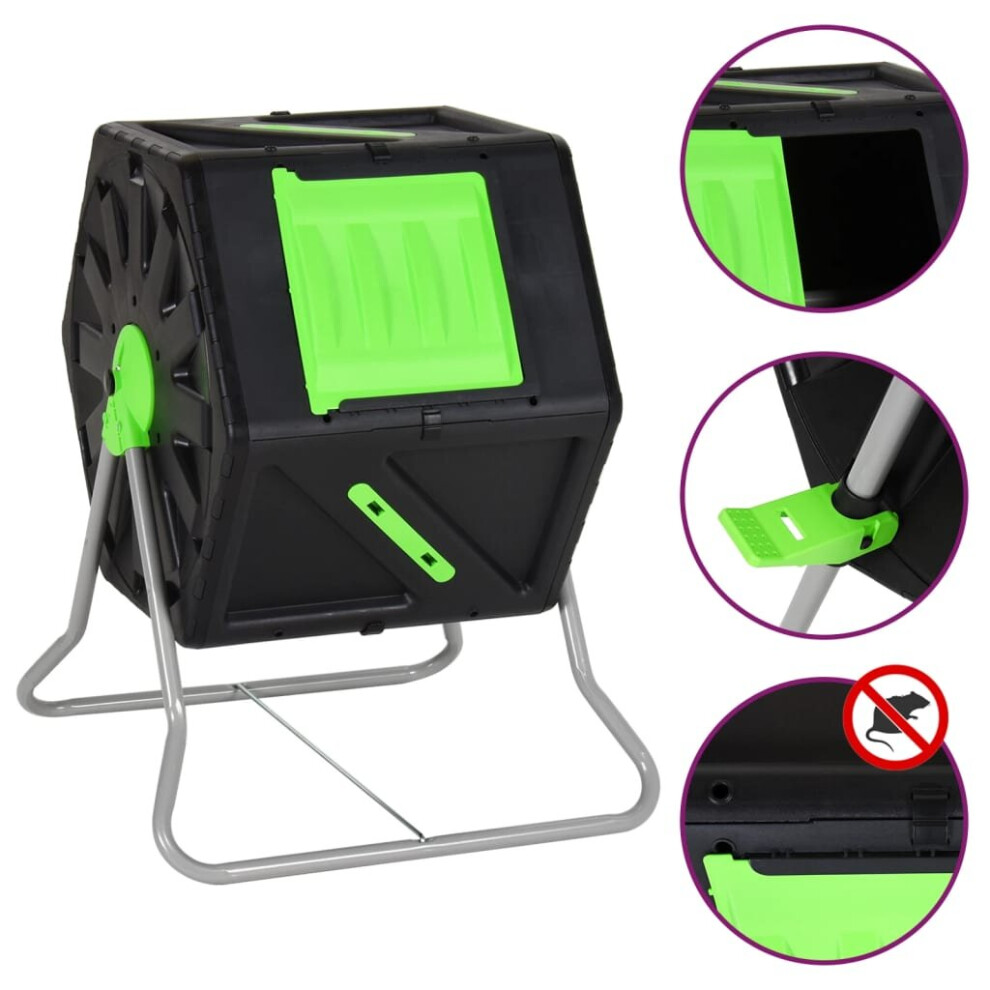 (105 L) vidaXL Tumbling Composter Dual Chamber Polypropylene Garden Composter Bin