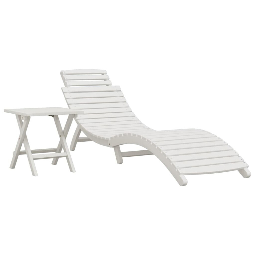 (1 sunlounger with table) vidaXL Sun Lounger Recliner Outdoor Chair Wooden Sunbed Solid Wood Acacia