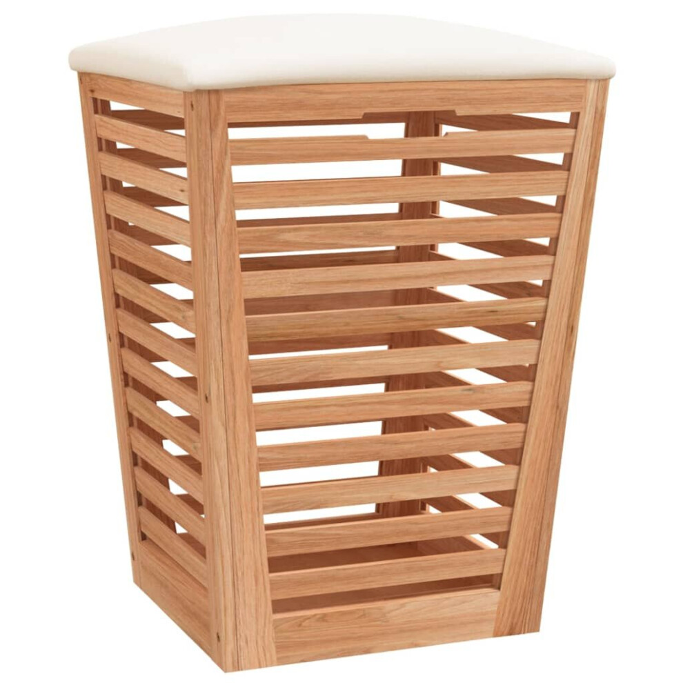 vidaXL Solid Wood Walnut Bathroom Stool 40.5x40.5x56 cm Stool Laundry Bin