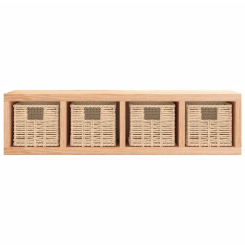 VidaXL vidaXL Wall Shelf with Baskets 62x18x16 cm Solid Wood Walnut Wall Hanging 2