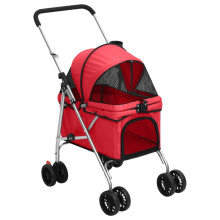 (red) vidaXL Folding Dog Stroller 76x50x100 cm Oxford Fabric Pushchair Multi Colours