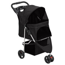(black) vidaXL Folding Dog Stroller 80x46x98 cm Oxford Fabric Pushchair Multi Colours