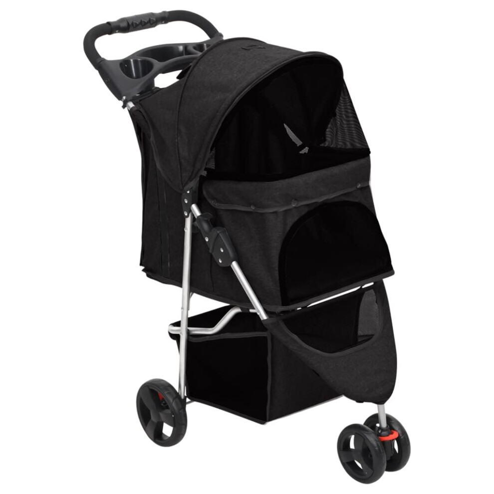 Vidaxl (Black) Folding Dog Stroller 80X46x98 Cm Oxford Fabric Pushchair Multi Colours Black