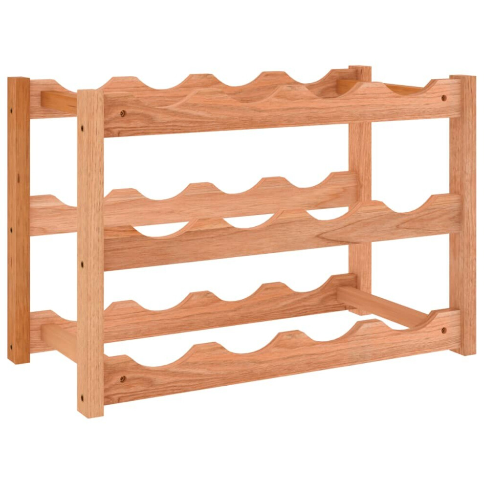 vidaXL Solid Wood Walnut Wine Rack for 12 Bottles Whisky Rack Bottle Holder