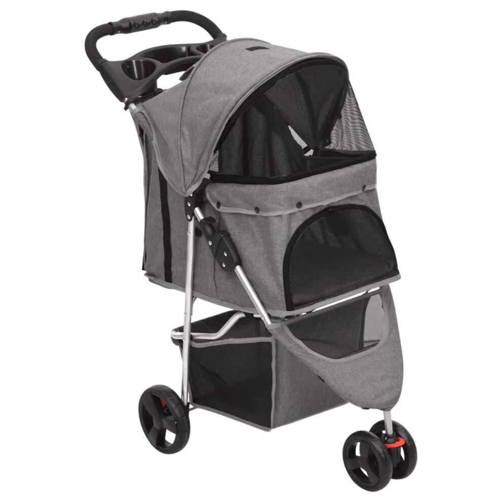 Vidaxl (Grey) Folding Dog Stroller 80X46x98 Cm Oxford Fabric Pushchair Multi Colours Grey