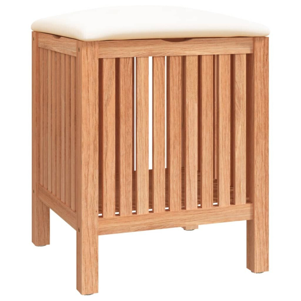 vidaXL Solid Wood Walnut Bathroom Stool 40.5x40x52 cm Shower Stool Laundry Bin