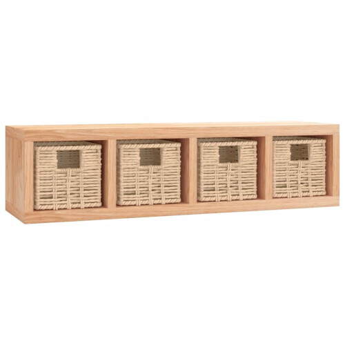 VidaXL vidaXL Wall Shelf with Baskets 62x18x16 cm Solid Wood Walnut Wall Hanging 1